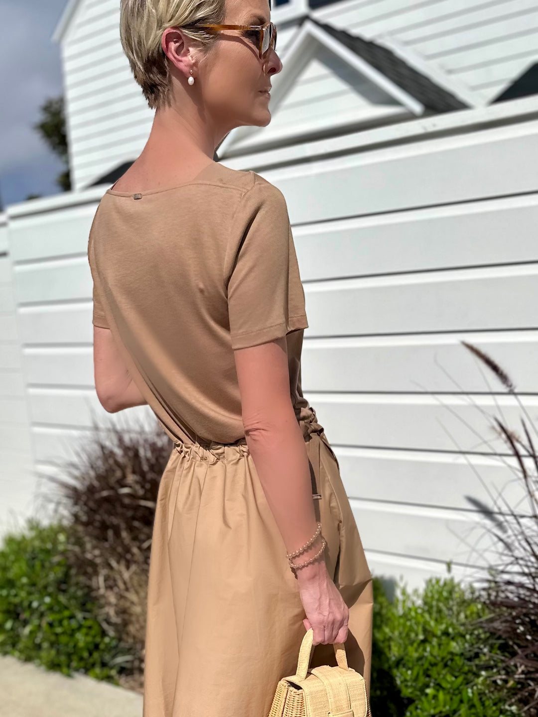 knit dress camel Camel Funnel Neck Belted Knit Dress | WHISTLES