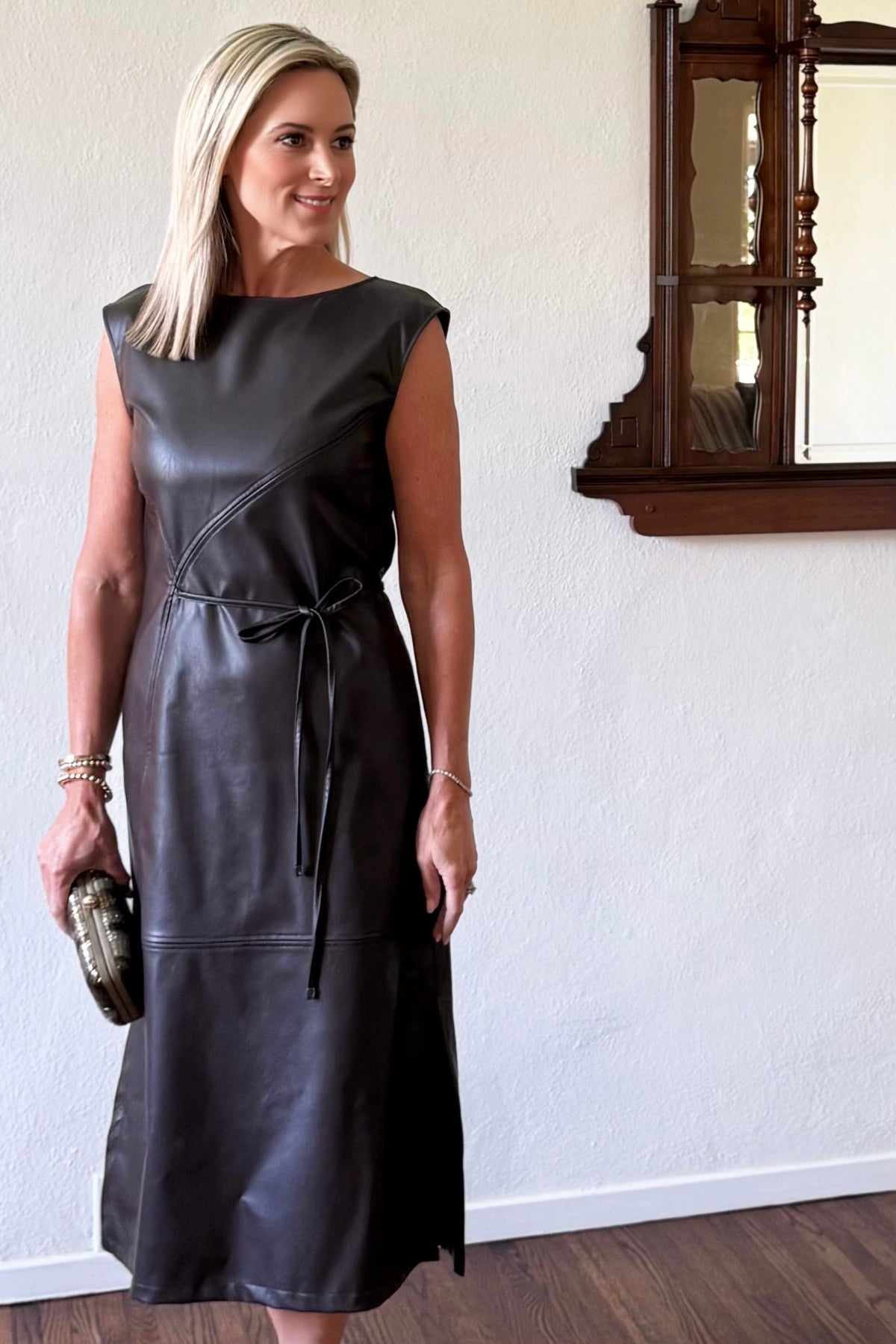 Faux Leather Dress- Brown Faux Leather Dress- Brown