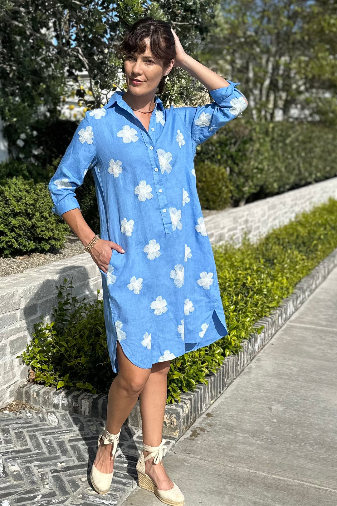 chinese dress ladies Rosso35 Embroidered Linen Dress